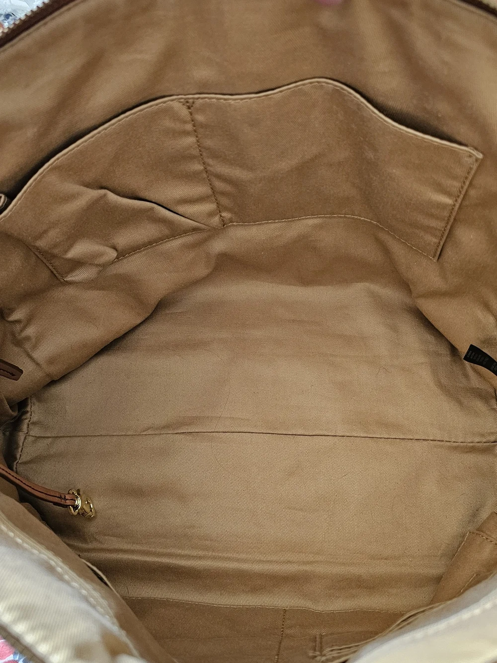 Fossil Beige and Brown Tote Bag